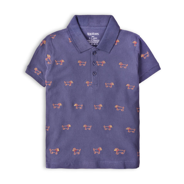 Boys Navy Embroidered Polo Shirt
