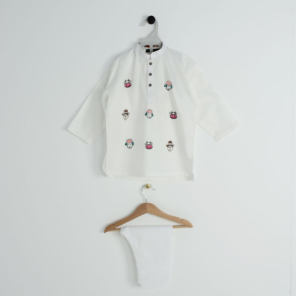White Overall Emb Suit
