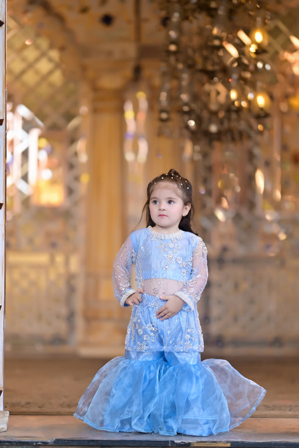 Ice Blue Gharara Set-