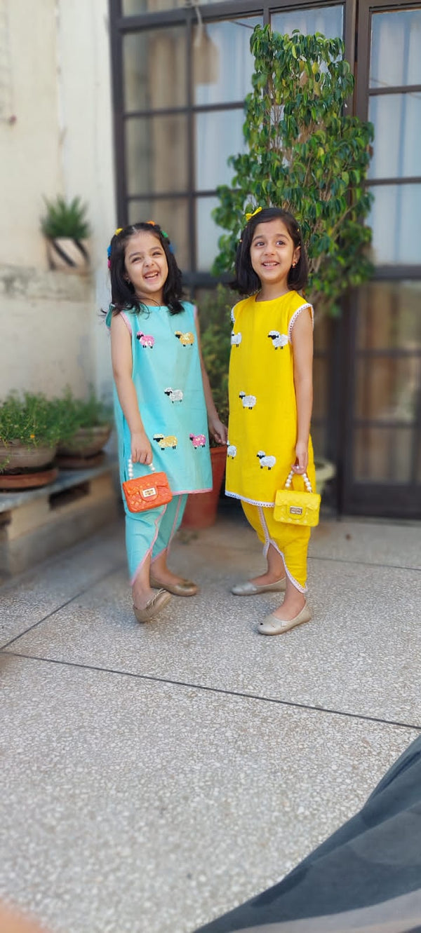 Girls Sheep EMB Tulip Dress