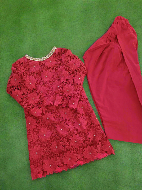 Red Crochet Farshi Set