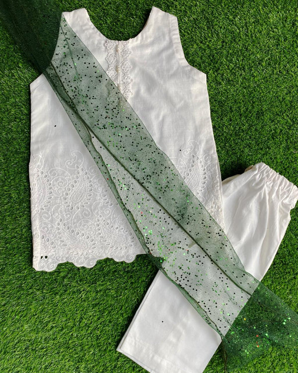 White Chikankari Set