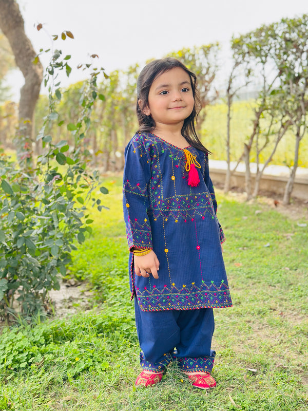 Girls Blue EMB Dress