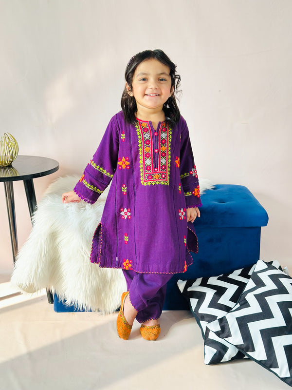 Girls Hand embroidered  2 Pcs Suit