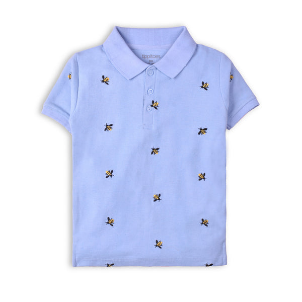Boys Blue Embroidered Polo Shirt