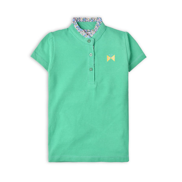 Girls Green Embroidered Polo