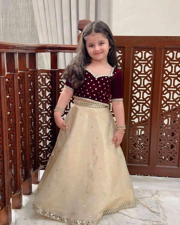 Velvet kurti with Masori lehanga Set – Tippitoes1