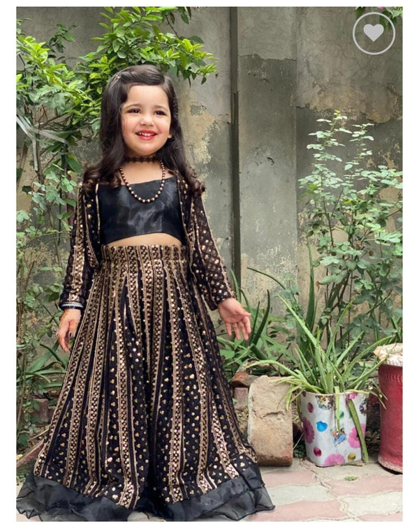 Black sequnece lehanga kurti