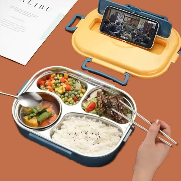 4 Compartment Lunch Box with Spoon & Chopsticks