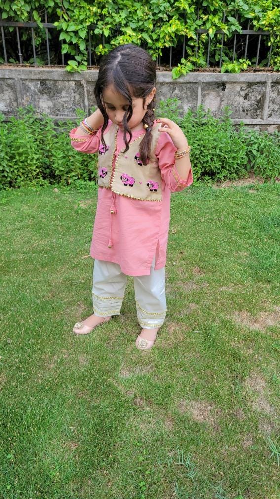 Lawn Shirt and Shlwar With Lama Tissue Coaty