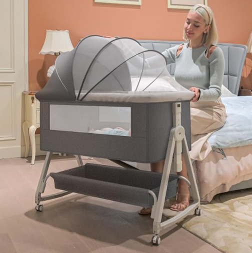 3-in-1 Bassinet , Bedside Bassinet in Grey