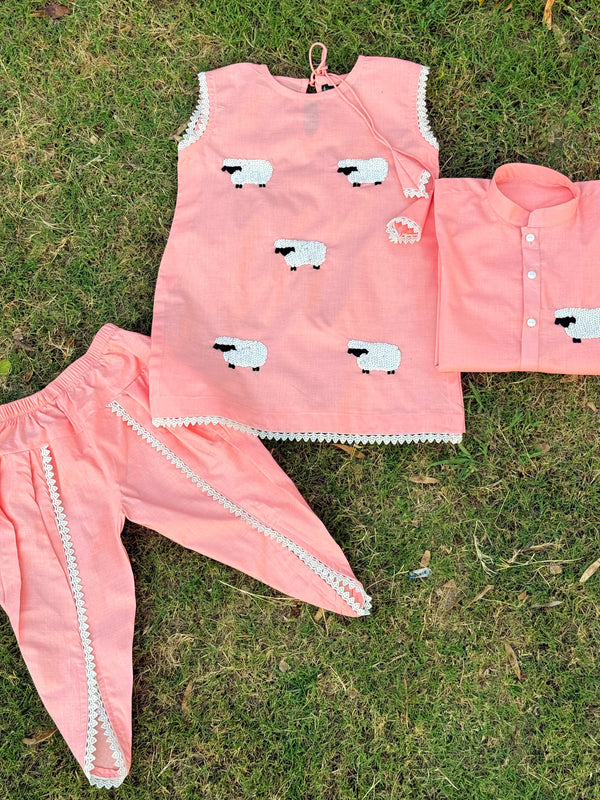 Girls Sheep Emb Tulip 2pc Suit