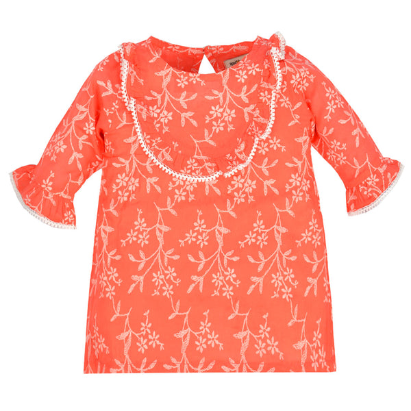 Lace Trim Ruffle Top