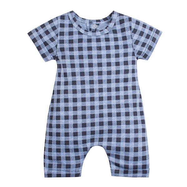 Cotton Check Boys Romper