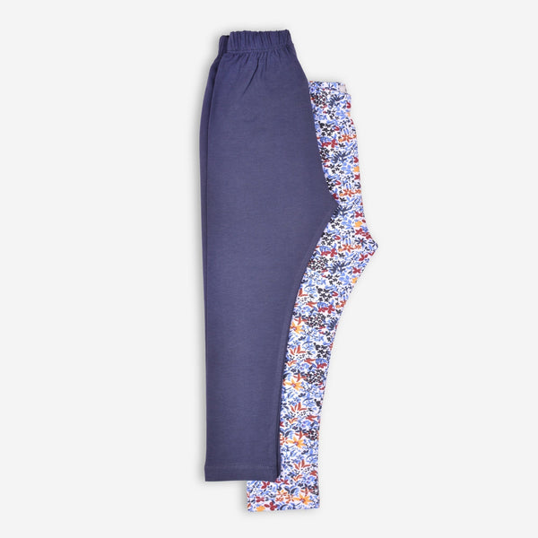 Pack Of 2 Tights- Blue/Flower