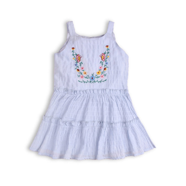 Girls Aquamarine Embroided Dress