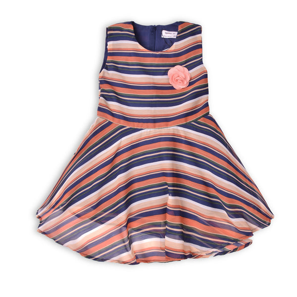 Girls Stripe Chiffon Dress