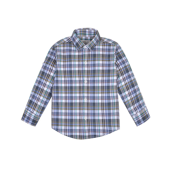 Boys Herringbone Check Shirt