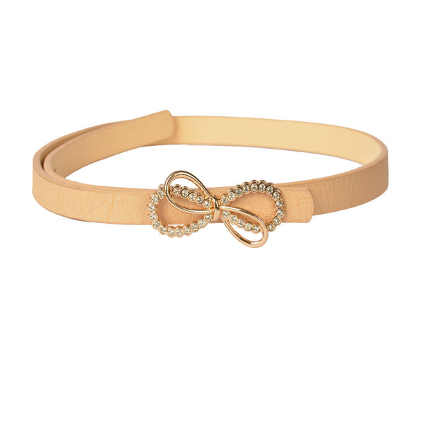 Girls Belt Bow-D Beige